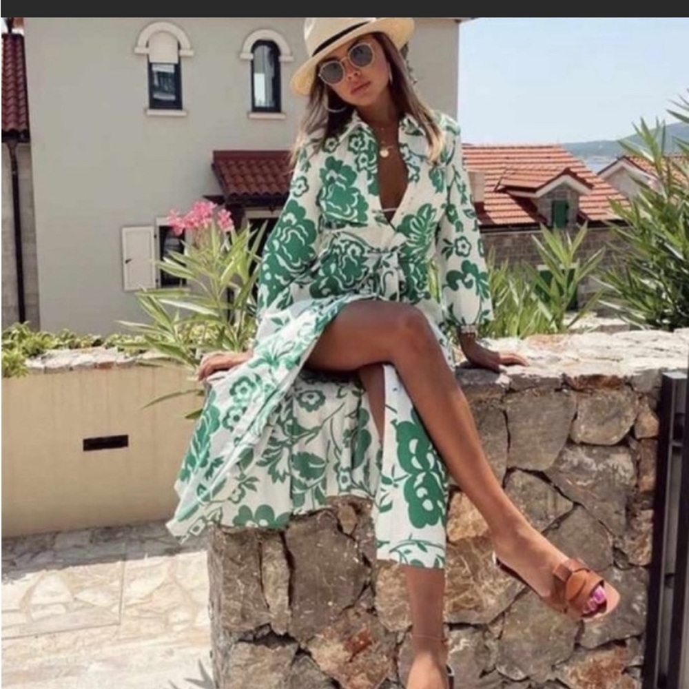 floral green dress